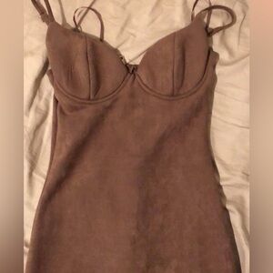 Windsor Suede Bodycon Midi dress (taupe)
